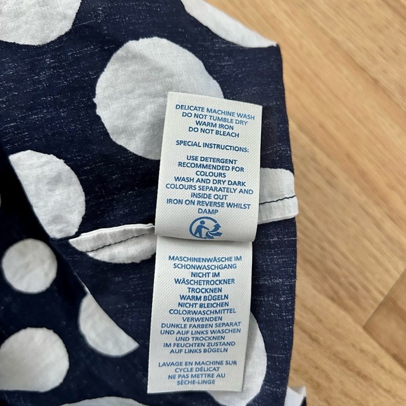 BODEN esmeralda beach kaftan pom pom navy white polka dot size 16 - Picture 9 of 10